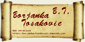 Borjanka Tošaković vizit kartica
